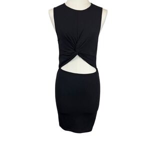 Elodie Front Peek-a-Boo Cut Out Dress Size Medium Black Short Bodycon Sleeveless